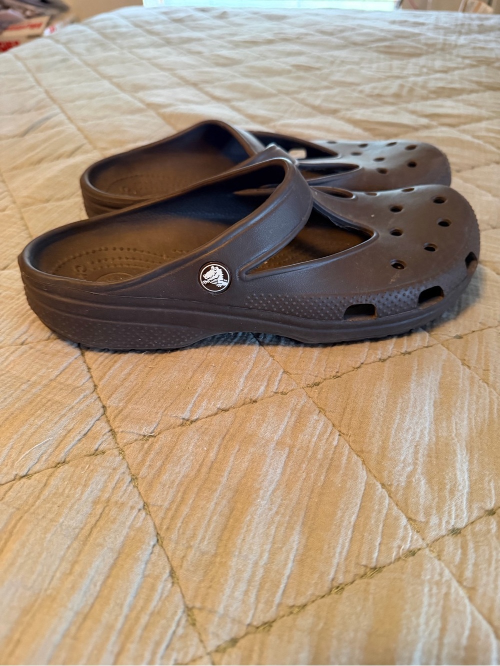 Brown Croc-Style Slip-On Clogs - Picture 3 of 5
